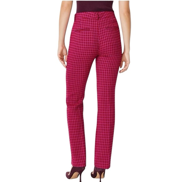 Ann Taylor Sophia Pants Size 14 Pink Red Purple Houndstooth Stetchy Classic - Picture 2 of 12